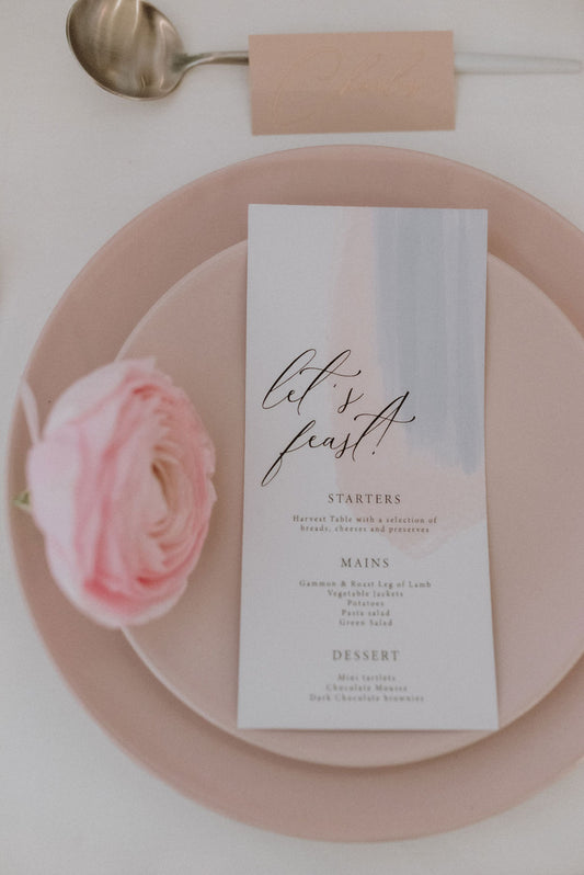 Custom Colour Printed Menus without Guest Names