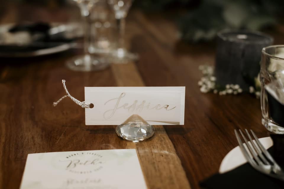 Metallic Translucent Place Cards with Ribbon