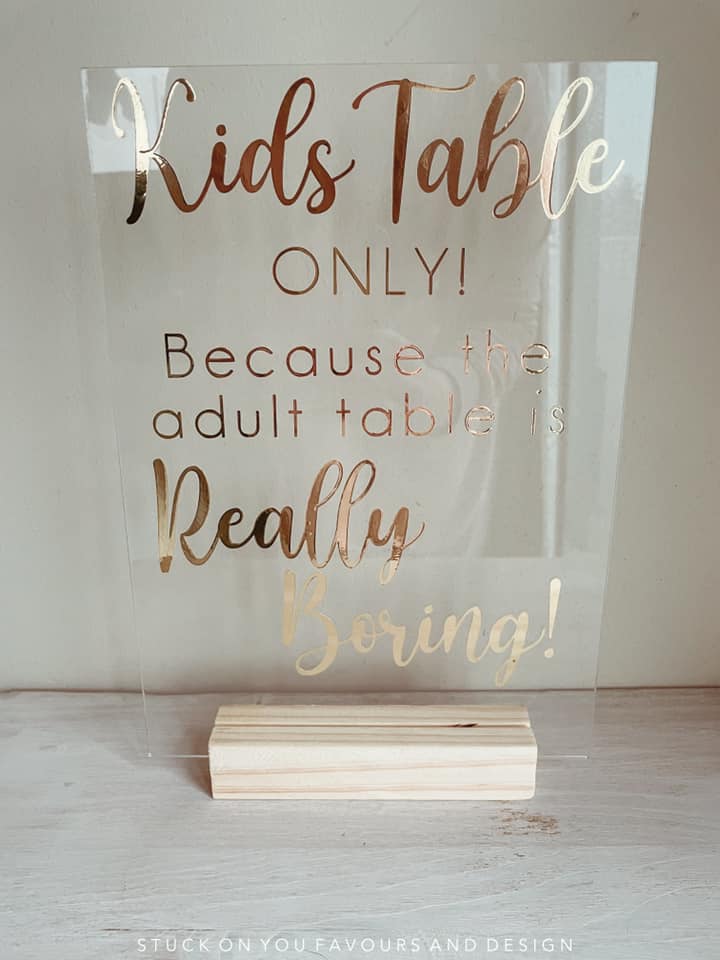 Kids Table Only - A5 Acrylic Table Talker – Stuck On You Weddings