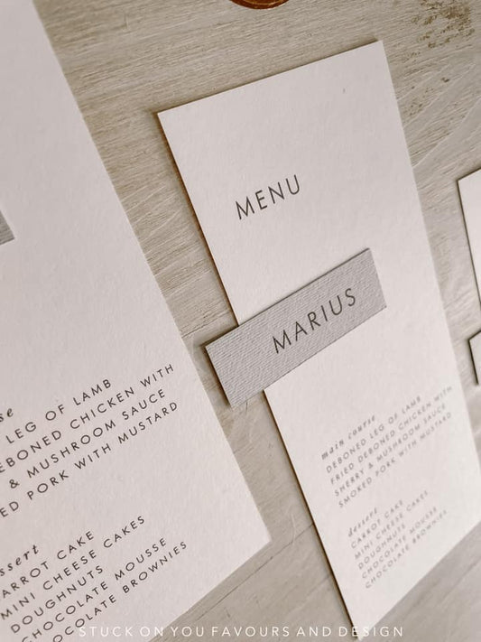 Grey and White Minimalist Menu