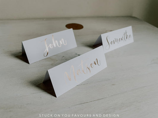 Metallic Foiled White Tented Place Card
