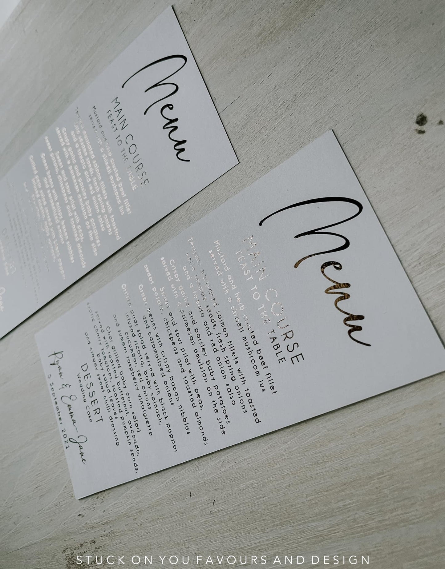 Metallic Foiled White Menu