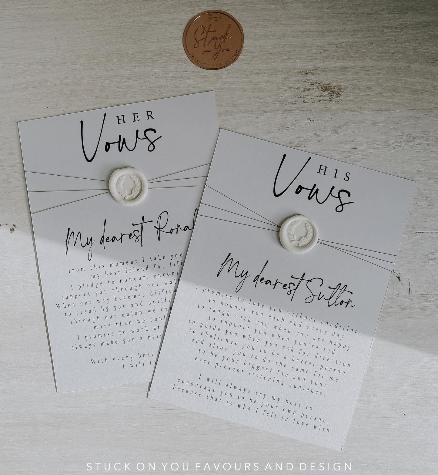 Wax Seal & String Vow Cards