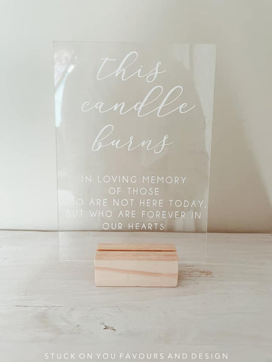 This Candle Burns in Loving Memory - A5 Acrylic Table Talker