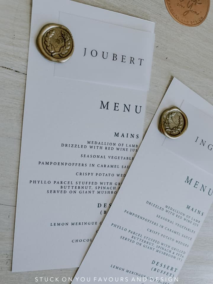 Wax Seal Menu with Place Card