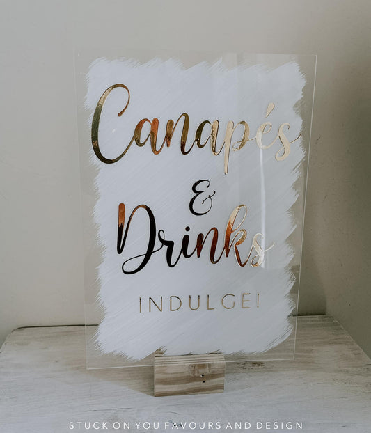 Canapes & Drinks, Indulge! - A5 Acrylic Table Talker