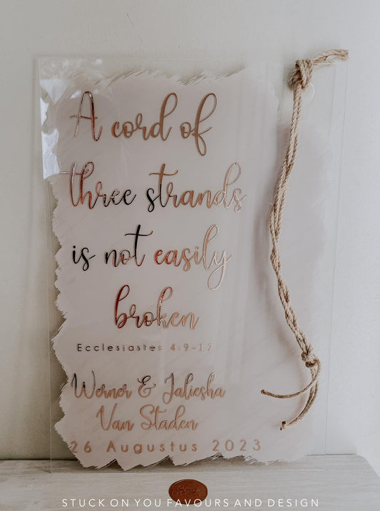 Cord Of Three Strands - Acrylic Wedding Signage