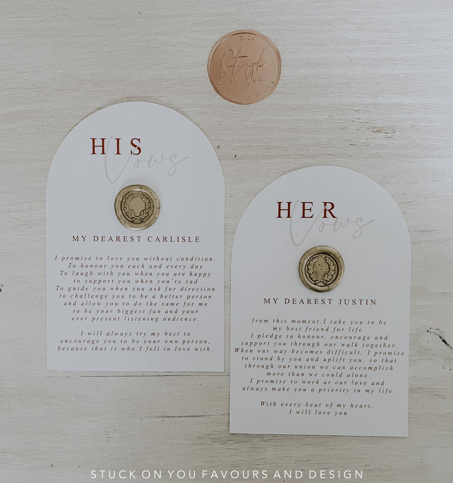 Arch Wax Seal Vow Cards