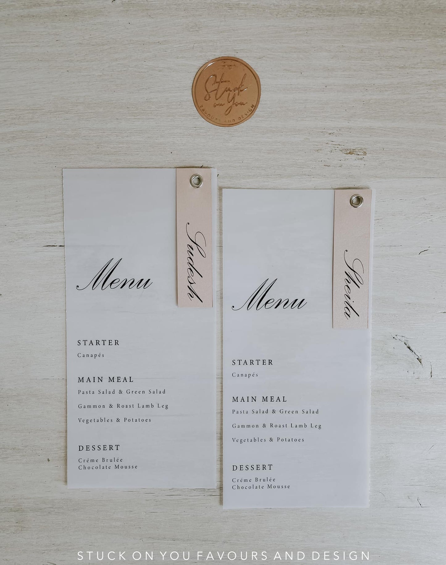 Translucent Menu with Colour Guest Tag