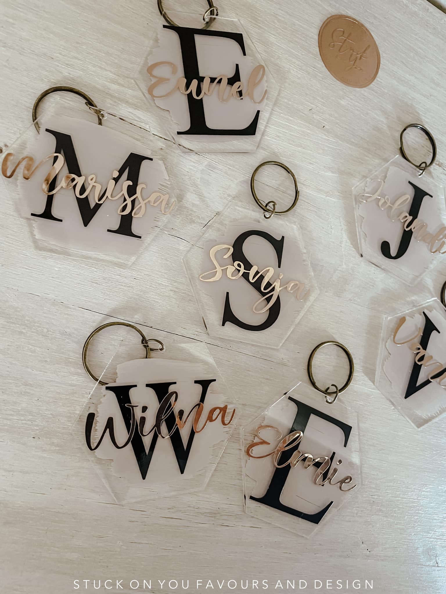 Acrylic Key Ring Favours Customised – Stuck On You Weddings
