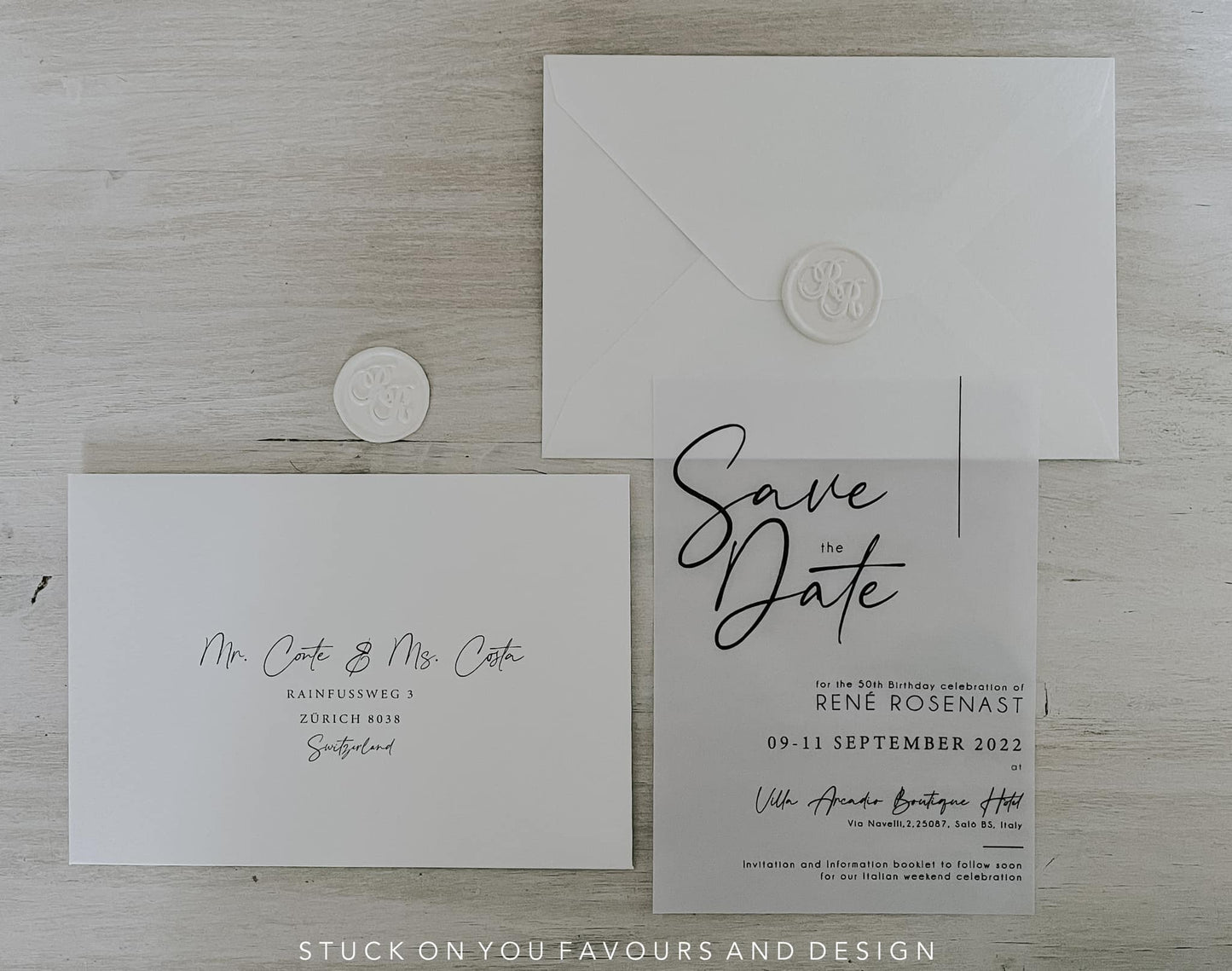 Monochrome Translucent & Textured Invitation Set - Style René