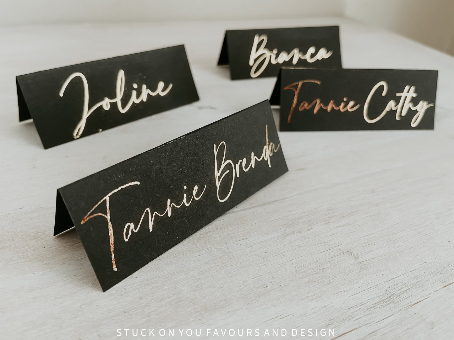 Black Metallic Tented Place Cards