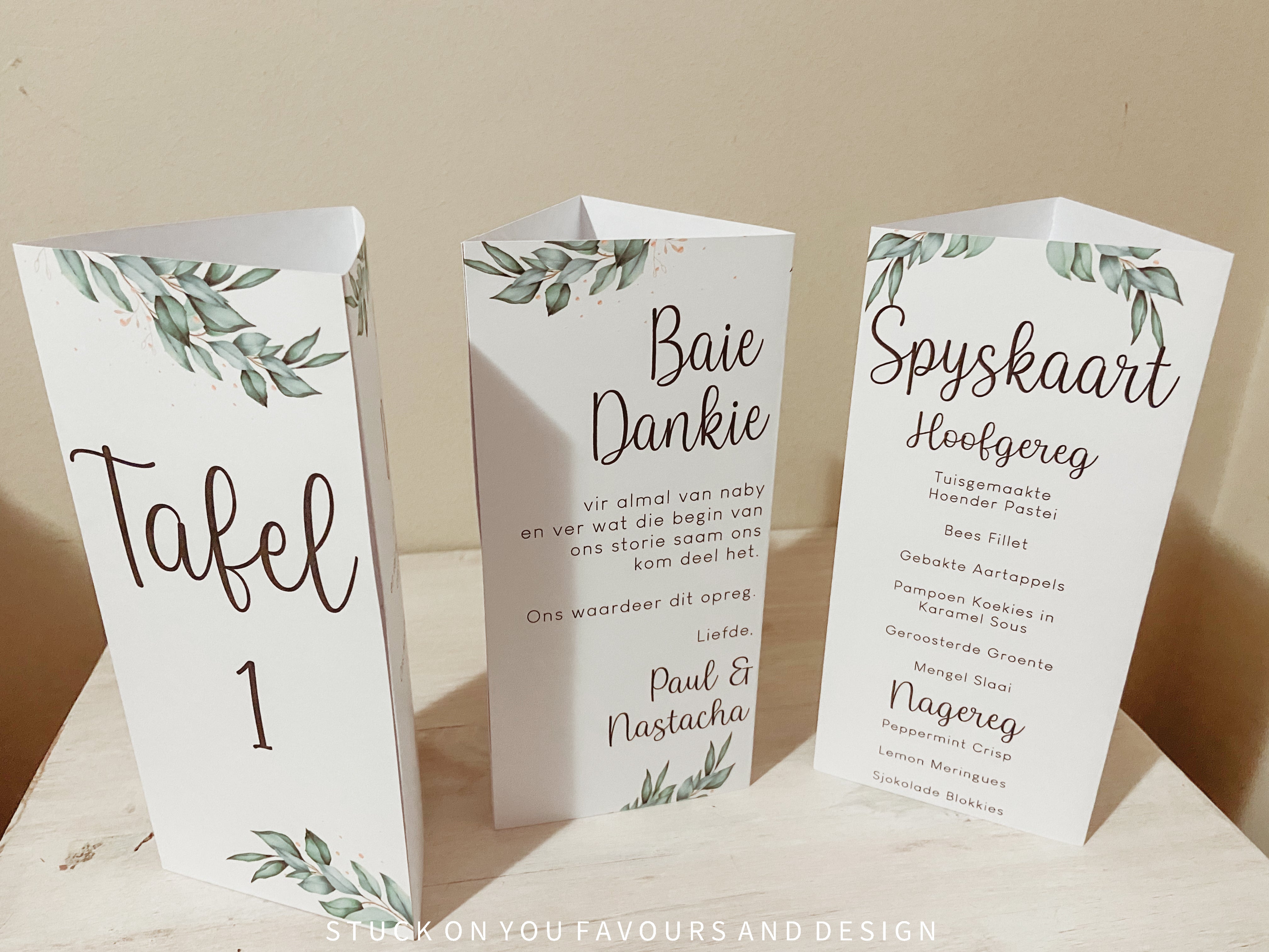 Triangular Menu/Table Number – Stuck On You Weddings