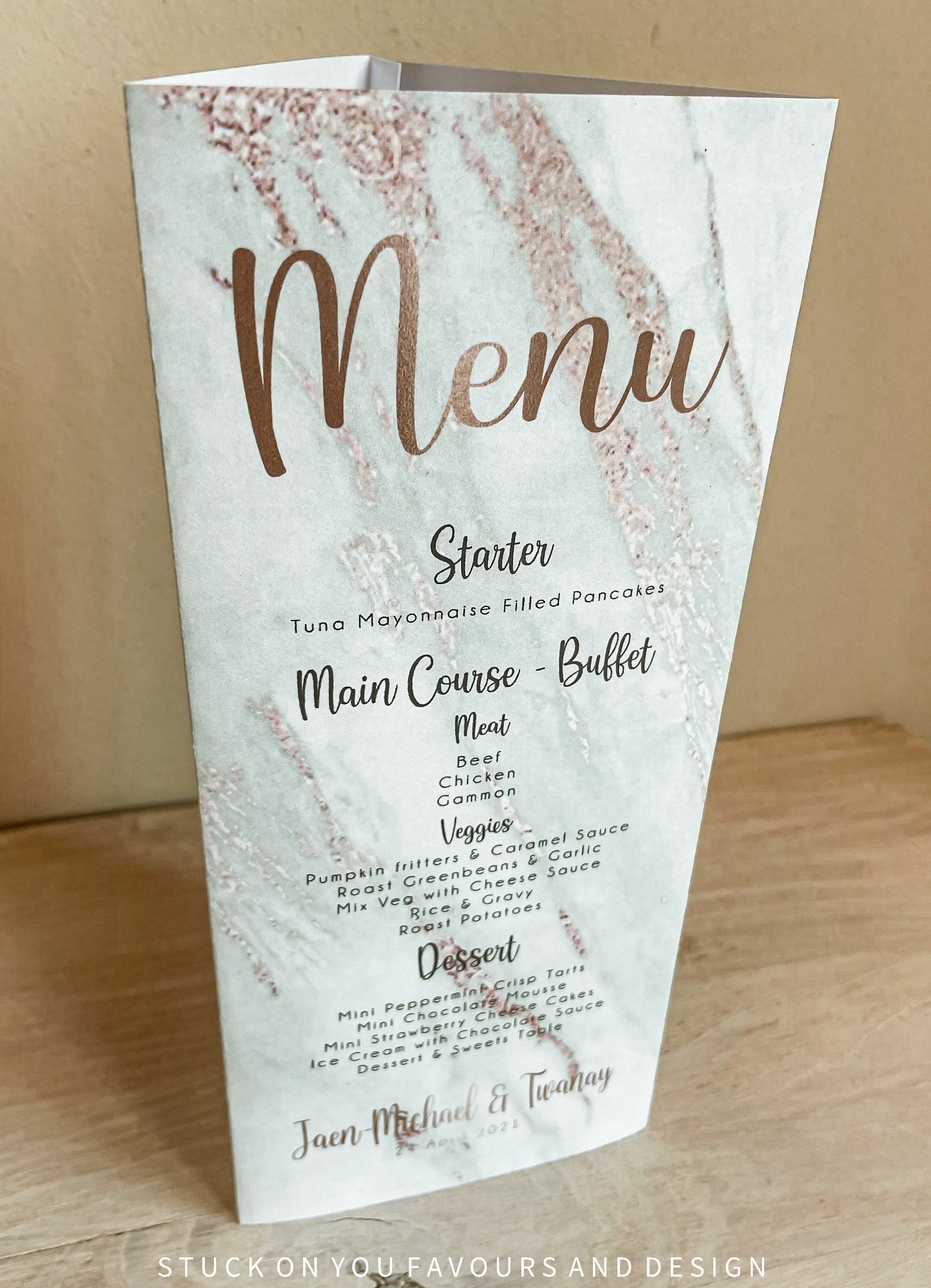 Triangular Menu/Table Number – Stuck On You Weddings
