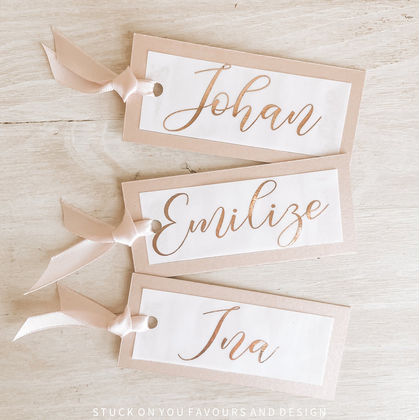 Metallic Translucent Place Cards with Ribbon