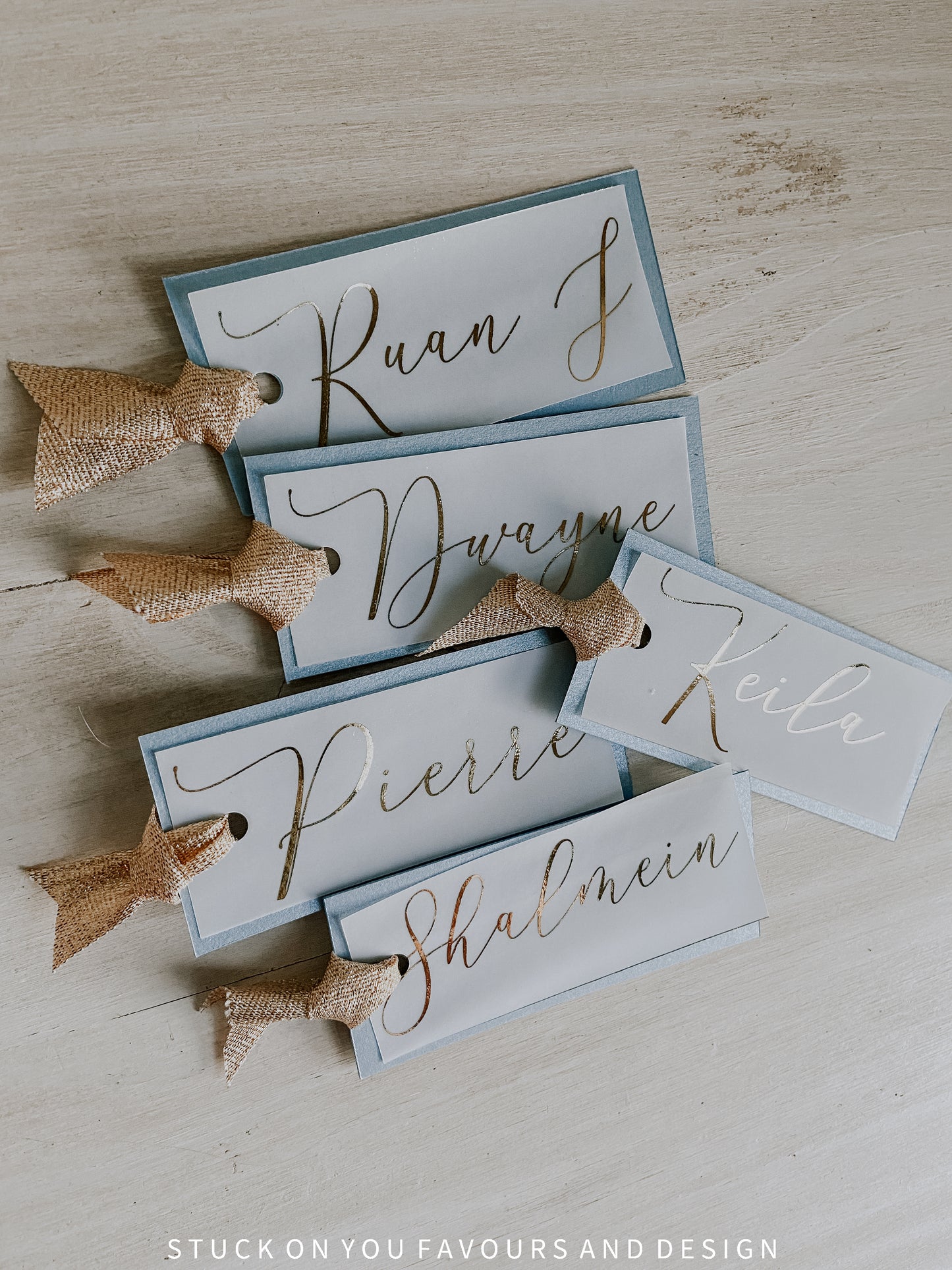 Metallic Translucent Place Cards with Ribbon