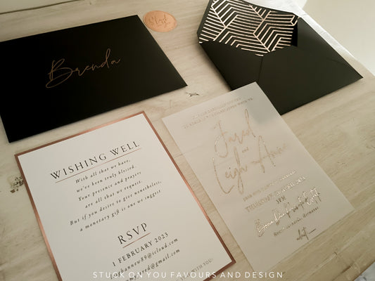 Black & Rose Gold Invitation Set