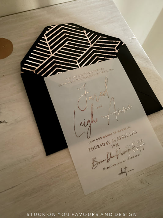 Black & Rose Gold Invitation Set