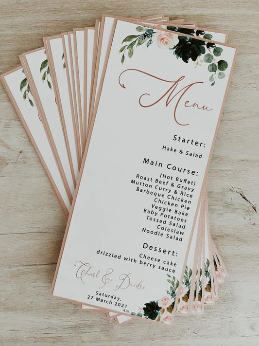 Card Backed Menu