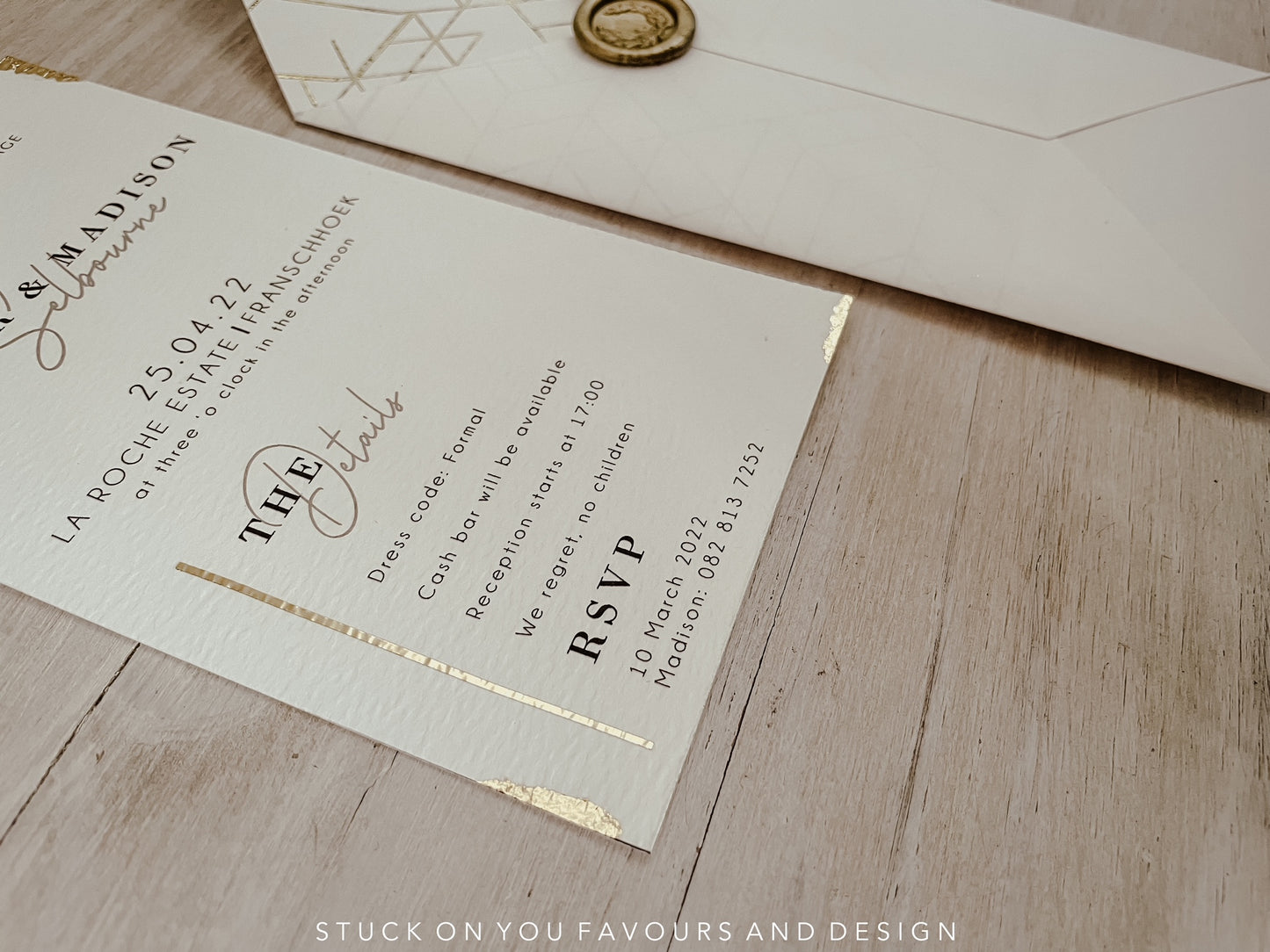 Gold Leaf Textured Invitation Set - Style Candlelight