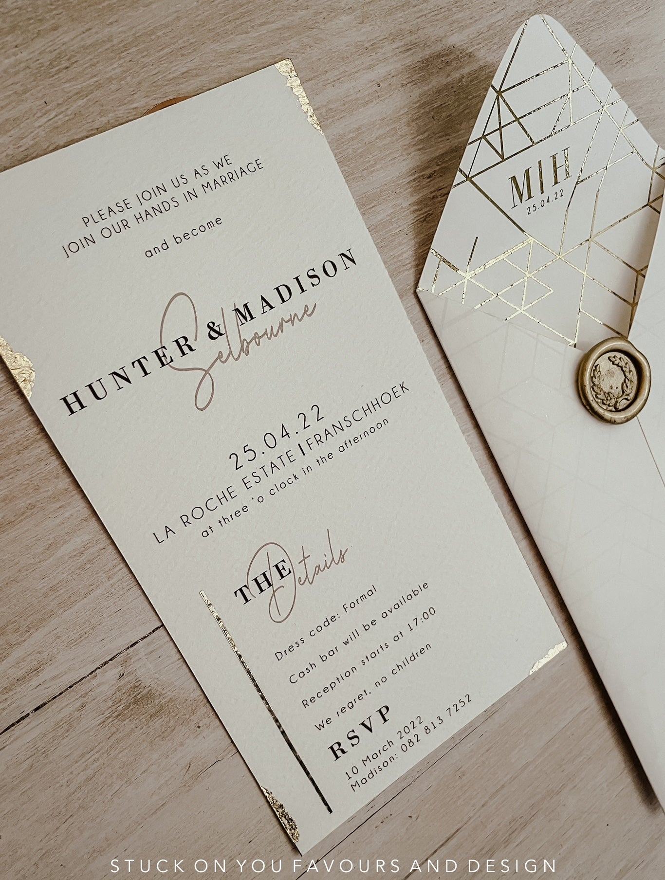 Gold Leaf Textured Invitation Set - Style Candlelight